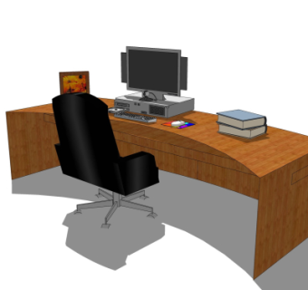 现代书桌电脑桌su模型