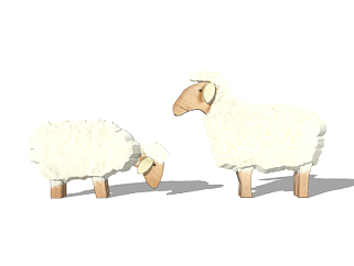 现代木头绵羊摆件su模型