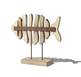 现代鱼形摆件su模型