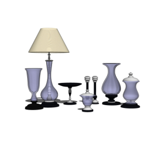 现代玻璃摆件su模型