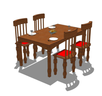 美式餐桌椅su模型