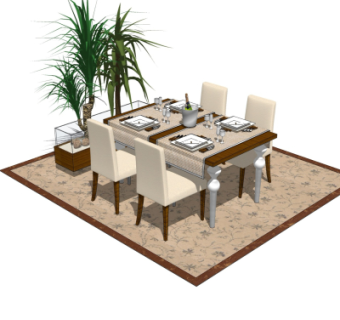 现代餐桌椅su模型