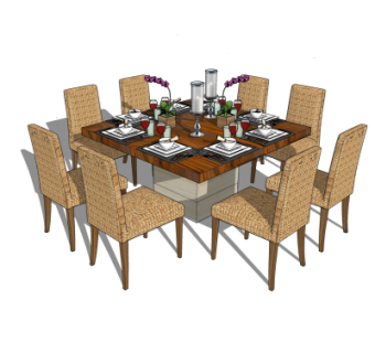 现代餐桌椅su模型