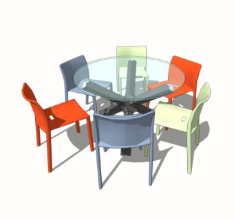 现代休闲桌椅su模型