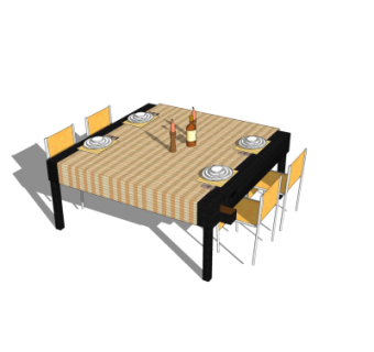 现代餐桌椅su模型