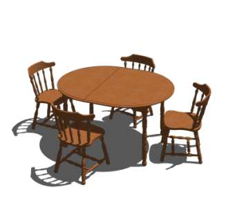 美式餐桌椅su模型