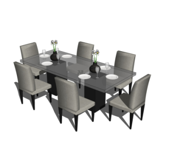 现代餐桌椅su模型