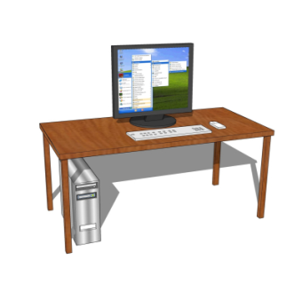 现代书桌su模型