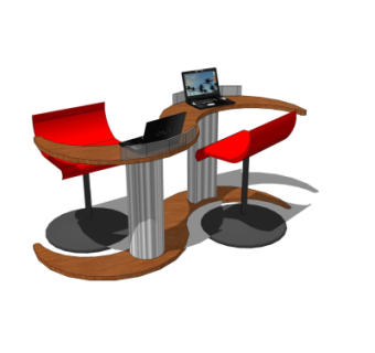 现代吧台椅su模型