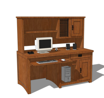 现代书桌电脑桌su模型