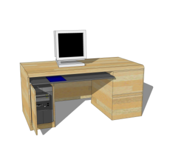 现代书桌电脑桌su模型