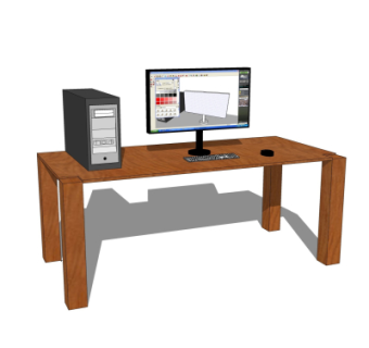 现代书桌电脑桌su模型