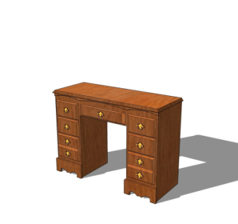 现代实木书桌su模型