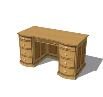 简欧实木书桌su模型