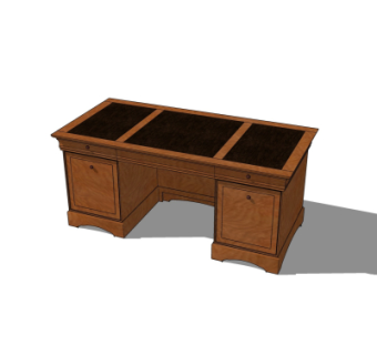 现代实木书桌su模型