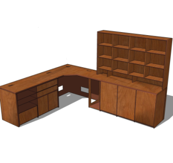 现代实木书桌su模型