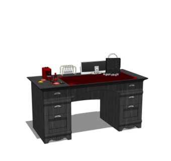 欧式实木书桌su模型