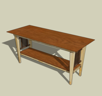 现代实木书桌su模型