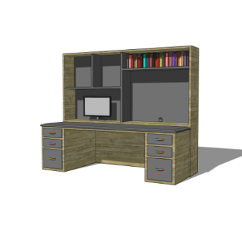 现代实木书桌su模型