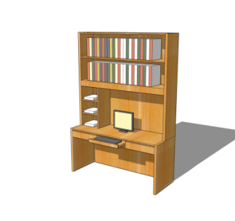 现代实木书桌su模型