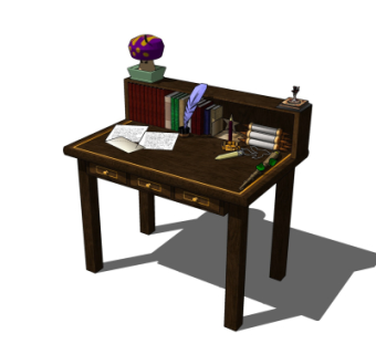 现代书桌su模型