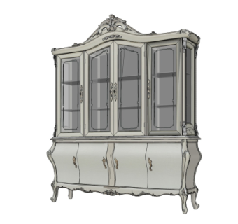 欧式雕花装饰柜su模型