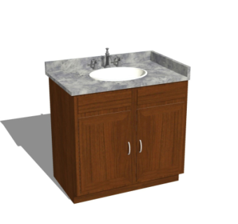 美式浴室柜洗手台su模型