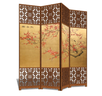 中式屏风隔断su模型