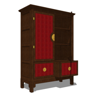 中式衣柜su模型