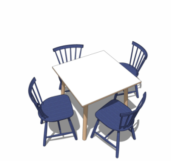 北欧餐桌椅su模型