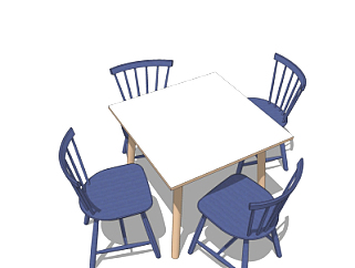 北欧餐桌椅su模型