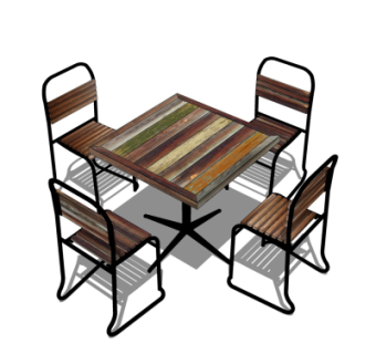 工业风餐桌椅su模型