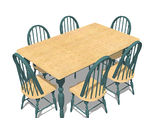 <em>美式餐桌</em>椅su模型