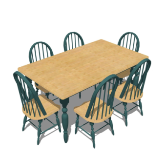 美式餐桌椅su模型