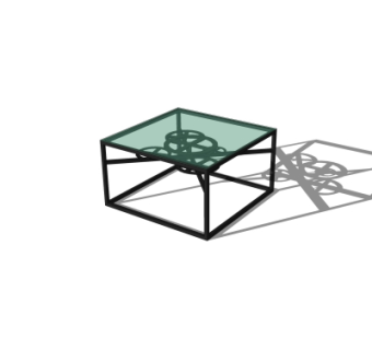 工业风玻璃茶几su模型