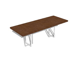 现代实木餐桌su模型