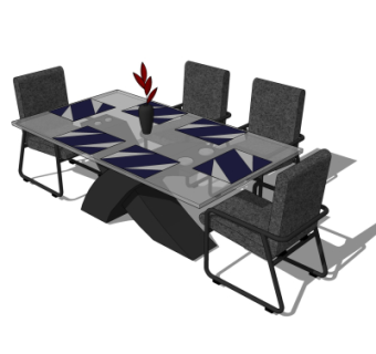 现代餐桌椅su模型