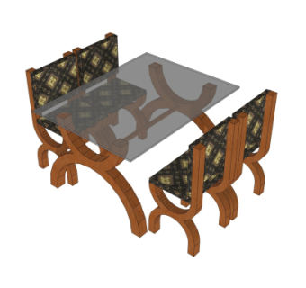 现代餐桌椅su模型