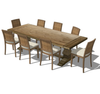 美式乡村风餐桌椅su模型