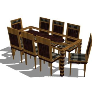 现代餐桌椅su模型