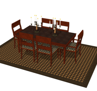 现代餐桌椅su模型