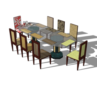 现代餐桌椅su模型