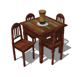 美式餐桌椅su模型