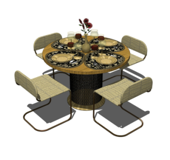 现代餐桌椅su模型