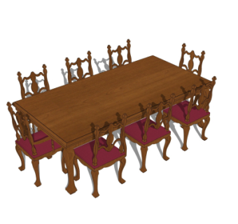 美式餐桌椅su模型
