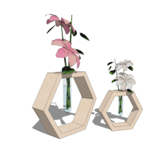 现代花瓶花卉su模型