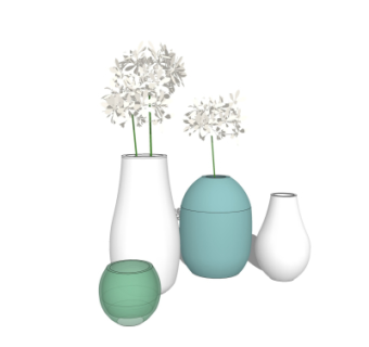 现代花瓶花卉su模型