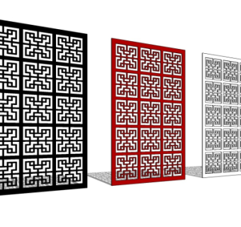 中式隔断su模型