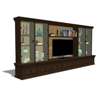 中式实木装饰柜su模型