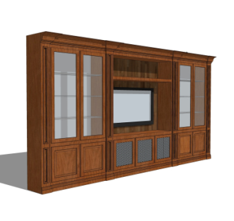 美式实木装饰柜su模型